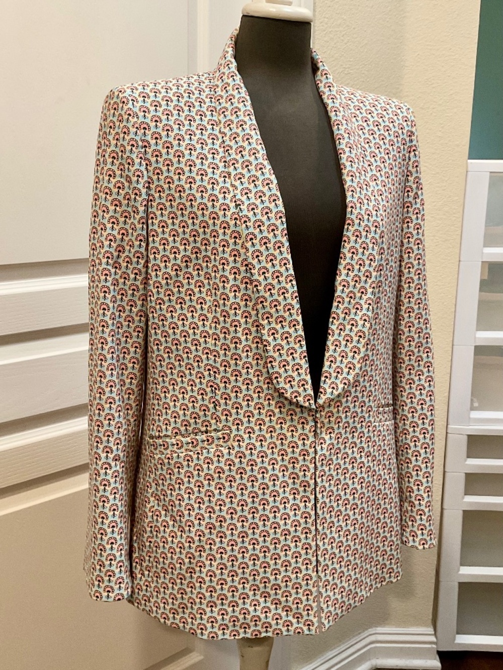 Alice & Olivia Womens Summer Blazer sz10 Boxy Blue